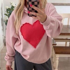 Joylab Pink Heart Appliqué Hoodie Sweatshirt